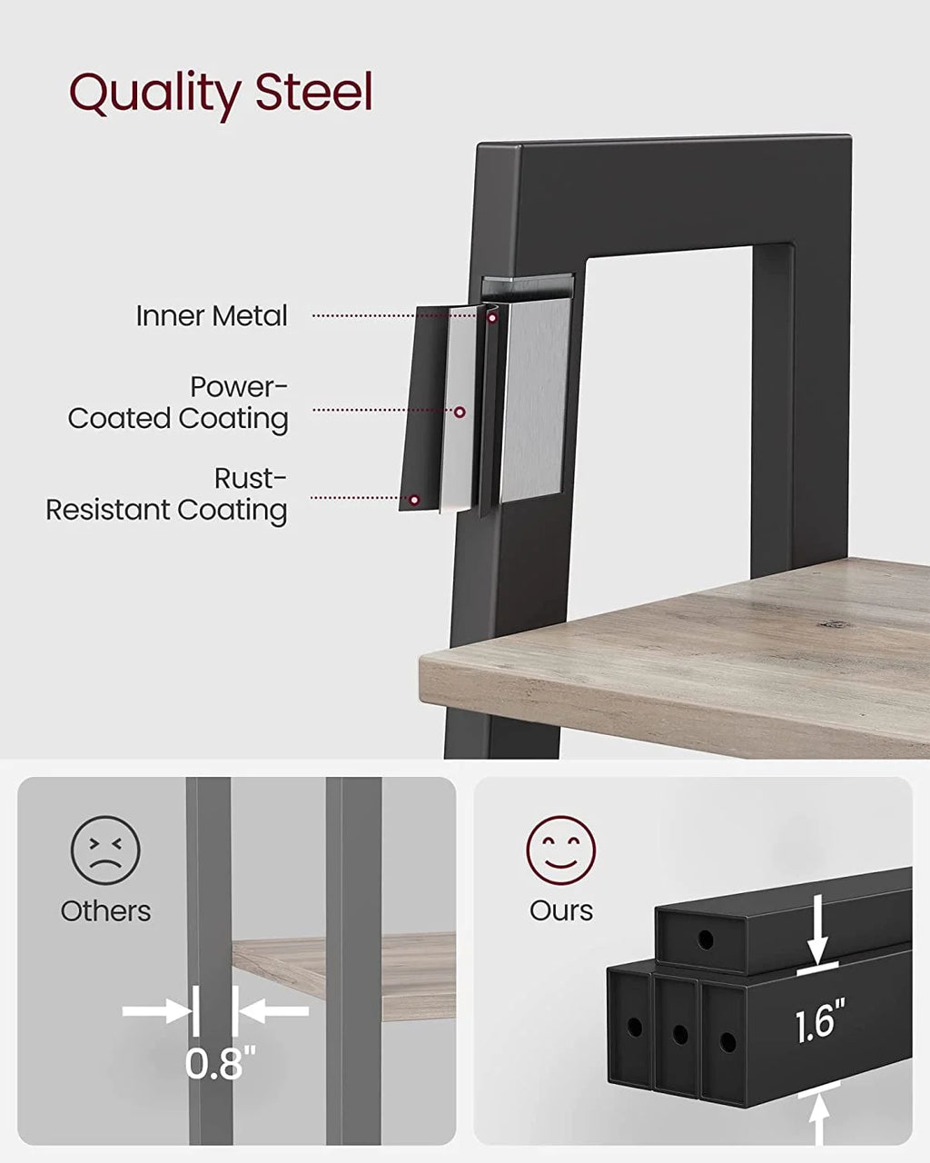 4-Tier Ladder Bookshelf with Steel Frame J89120