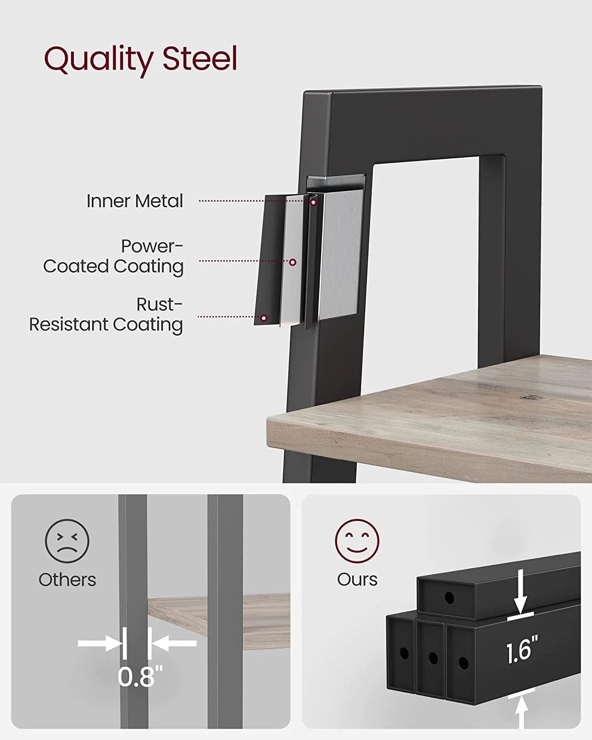 4-Tier Ladder Bookshelf with Steel Frame J89120
