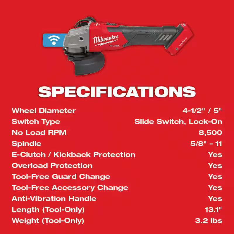 18V Cordless Brushless Braking Grinder Kit with Two 6.0 Batteries P810