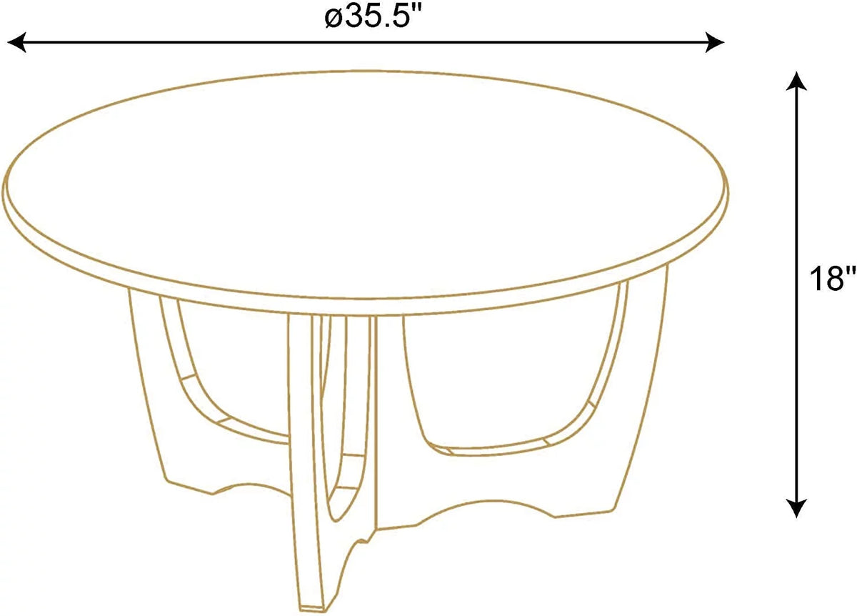 Wooden Round Coffee Table 35.5 x 18 Inches Gray N604022
