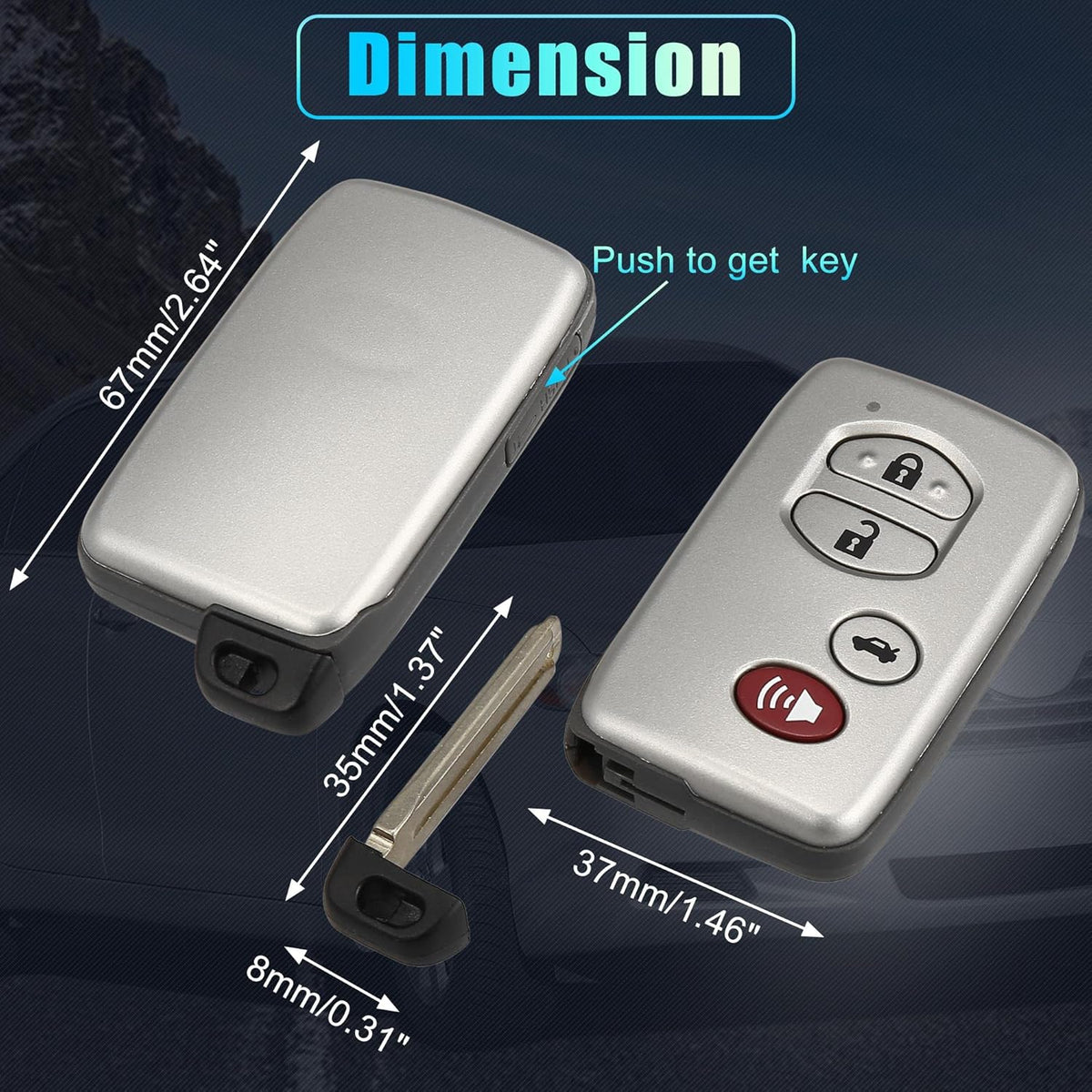 Replacement Keyless Entry Remote Car Key Fob 314.3Mhz 4 Buttons K212