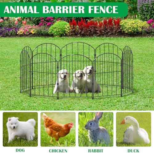 Black 10 Panel Rustproof Metal Decorative Garden Fence H381501
