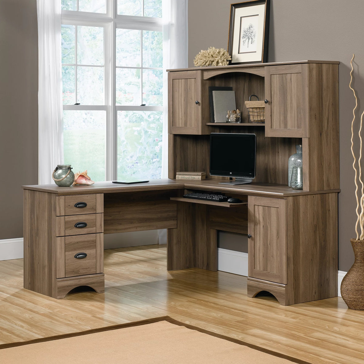 L Shaped Computer Desk with Storage P3074