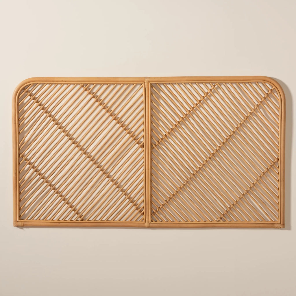 Natural Brown Rattan Queen Size Wall-Mount Headboard N7854