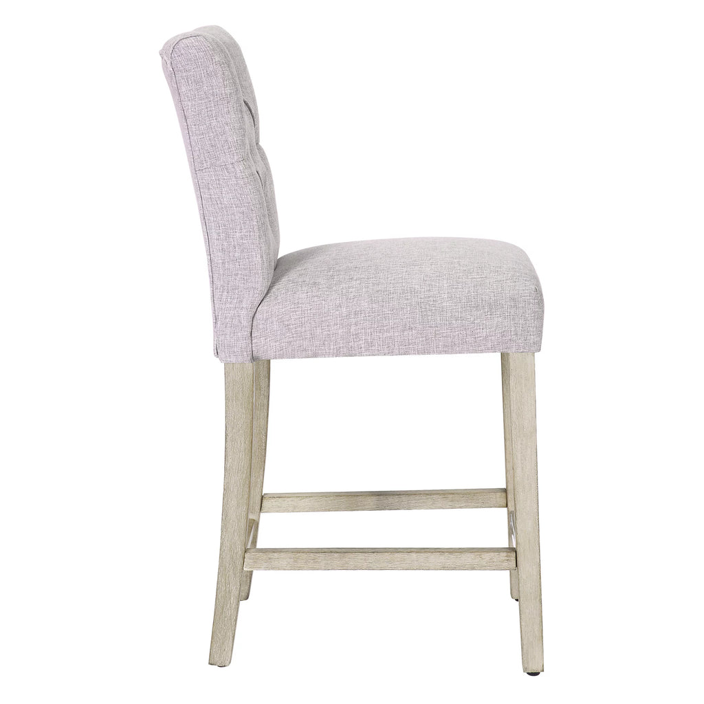 Light Gray Linen Upholstered Counter Height Bar Stools with Back L498518