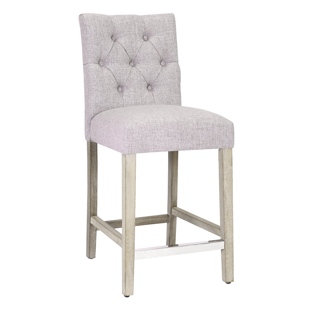 Light Gray Linen Upholstered Counter Height Bar Stools with Back L498518