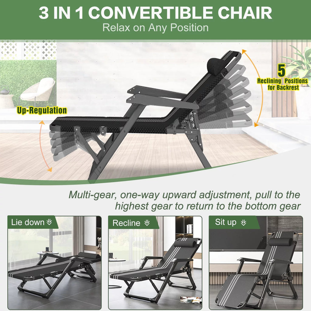 Zero Gravity Outdoor Folding Lounge Chair with Pillow K28124
