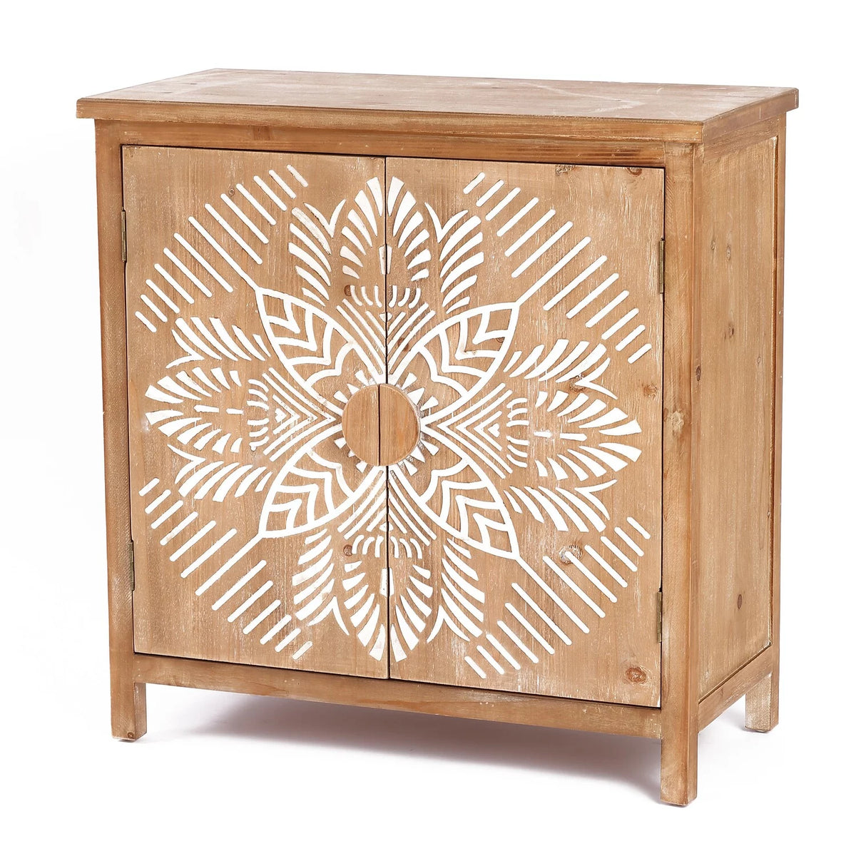 Natural Wood 2-Door Storage Cabinet Y78471