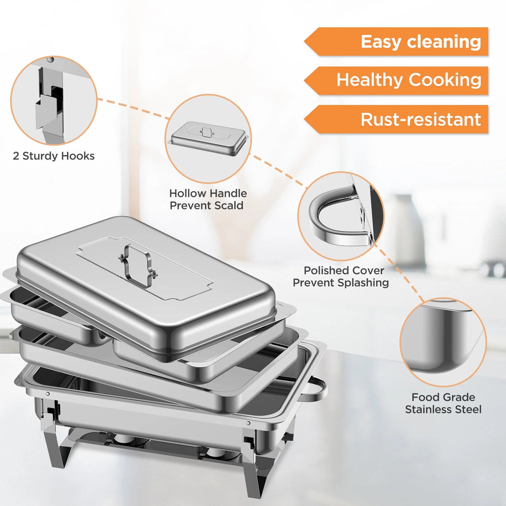 6 Packs Stainless Steel Chafing Dish Buffet Set B527