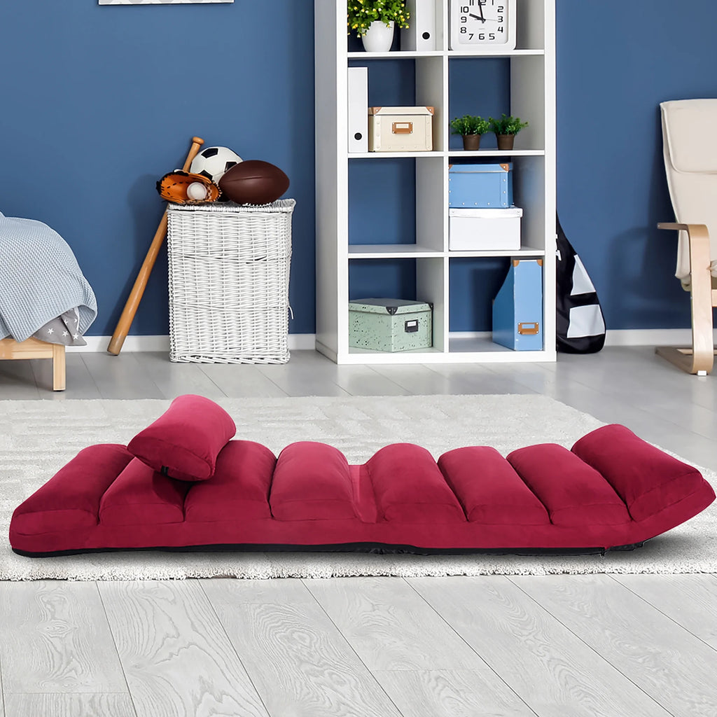 Folding Sofa Chair with Pillow Burgundy N936