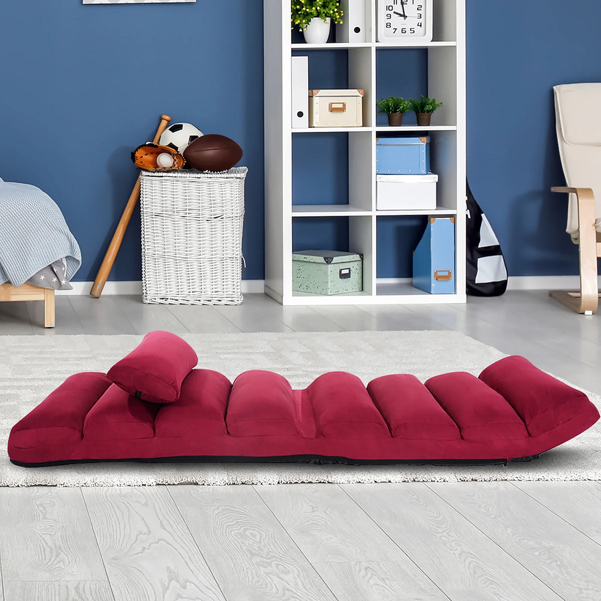 Folding Sofa Chair with Pillow Burgundy N936