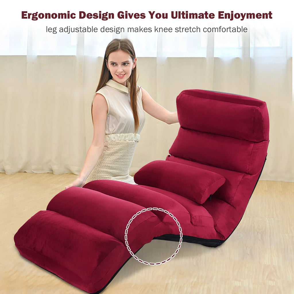 Folding Sofa Chair with Pillow Burgundy N936