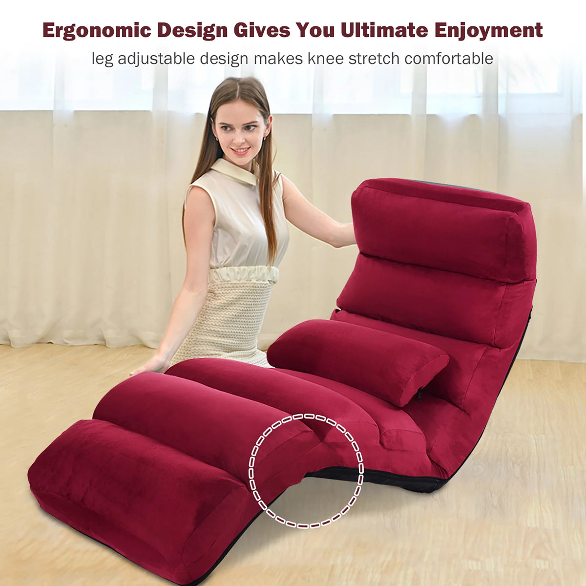 Folding Sofa Chair with Pillow Burgundy N936
