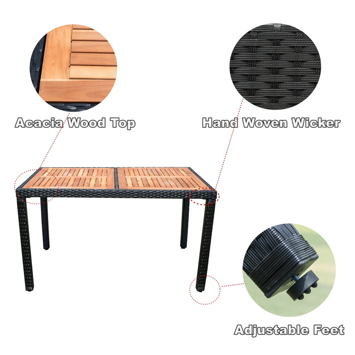 7 Piece Outdoor Wicker Dining Set with Beige Cushions R45358