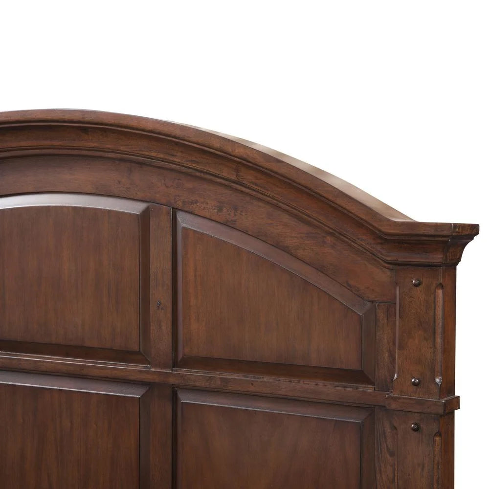 Cherry Finished Wood Queen Panel Bed N454