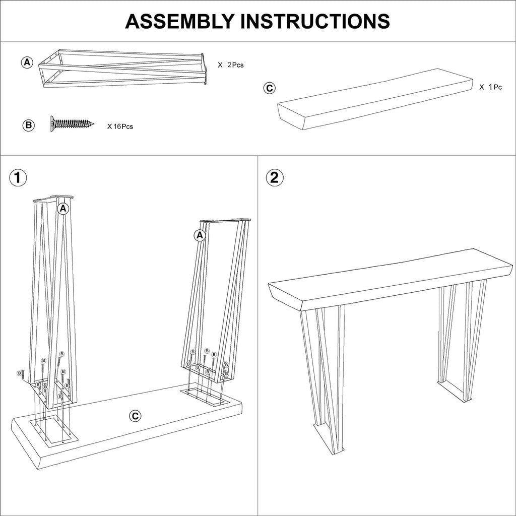 Solid Wood Console Table with Metal Legs F6583