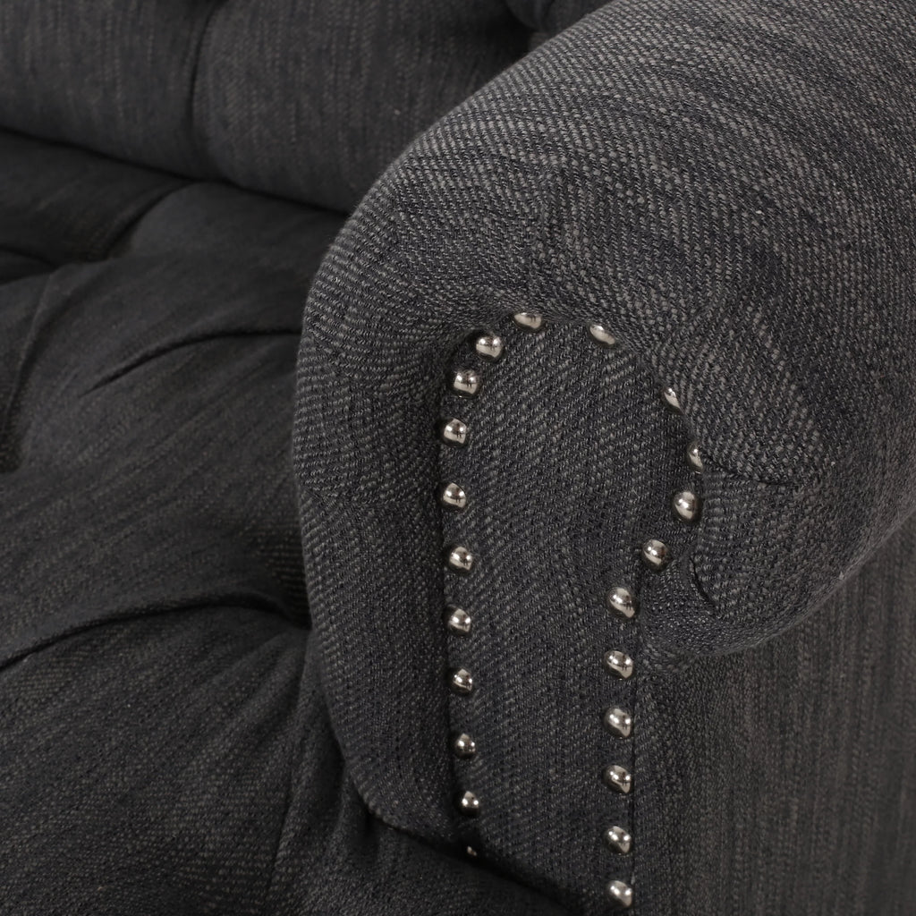 Charcoal Tufted 3 Seater Fabric Sofa H89805