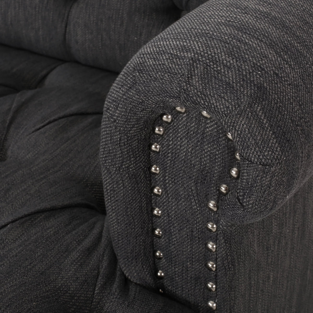Charcoal Tufted 3 Seater Fabric Sofa H89805