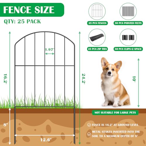 Black 10 Panel Rustproof Metal Decorative Garden Fence H381501