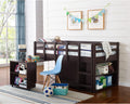 Twin Size Espresso Loft Bed with Desk and Storage S44688