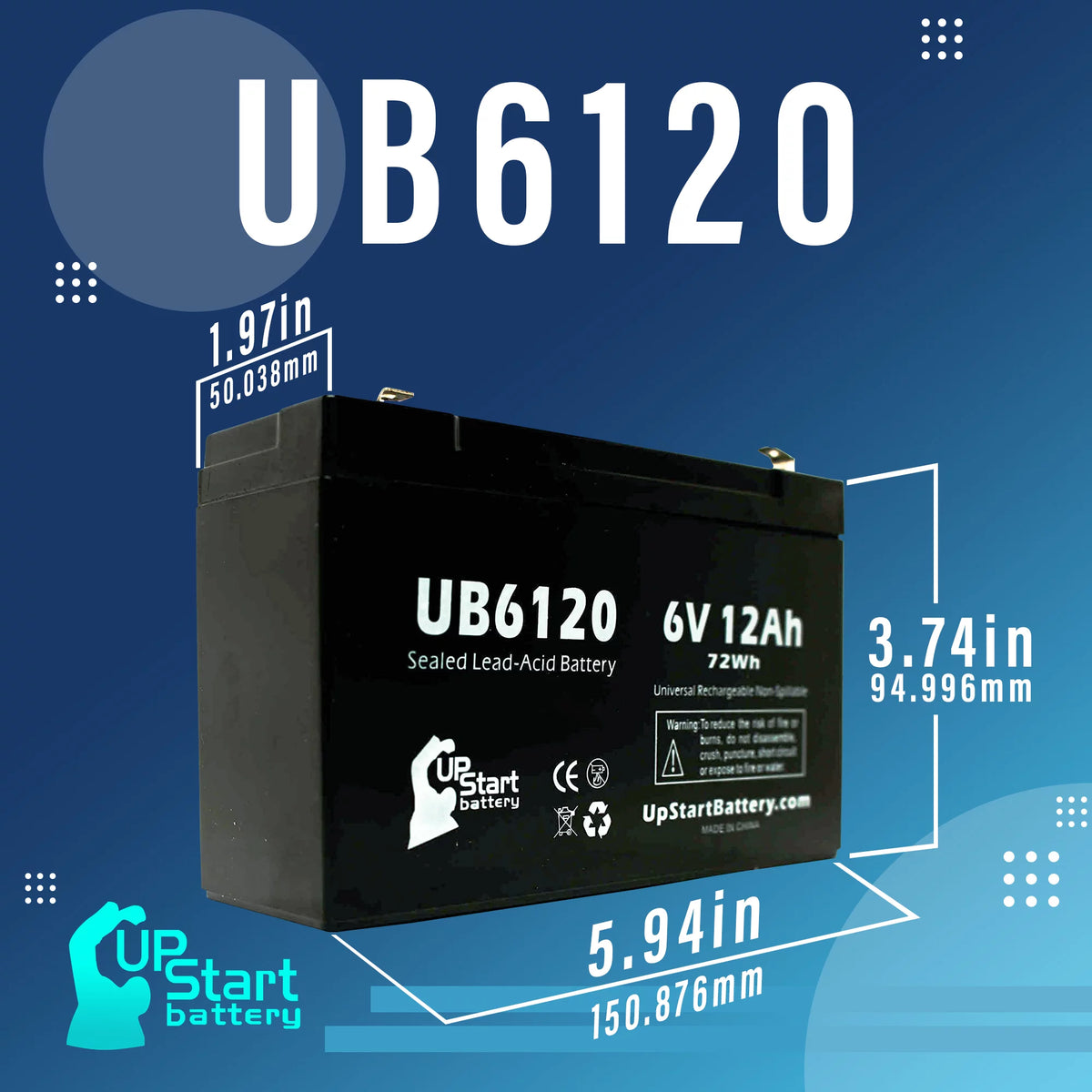 6V 12Ah Sealed Lead Acid Battery P536780
