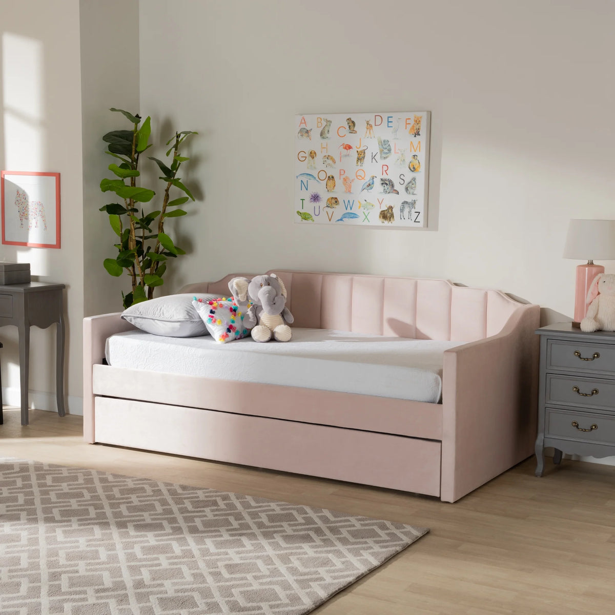 Pink Twin Daybed with Trundle W44219