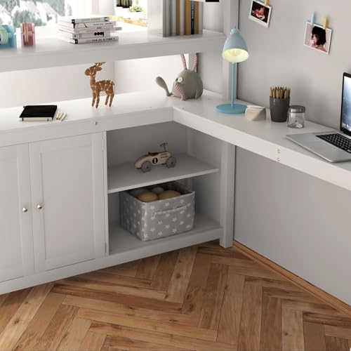 Full Loft Bed with Desk, Wardrobe, Bookshelf & Storage, Dark Blue, Wood Q999913