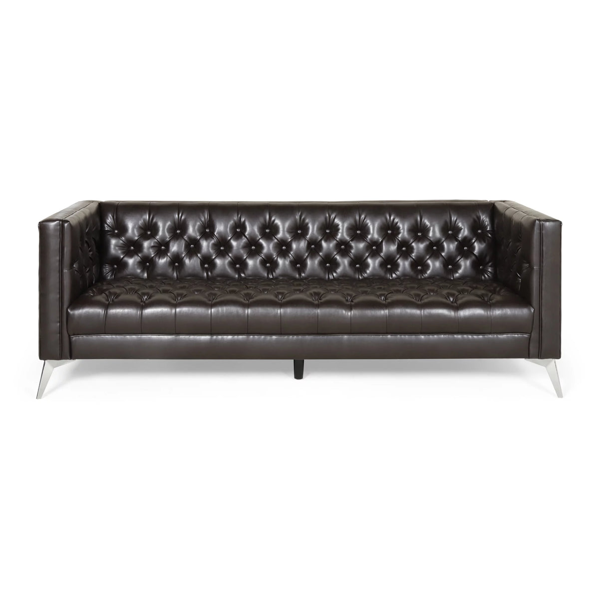 Brown Faux Leather Tufted Sofa K62821