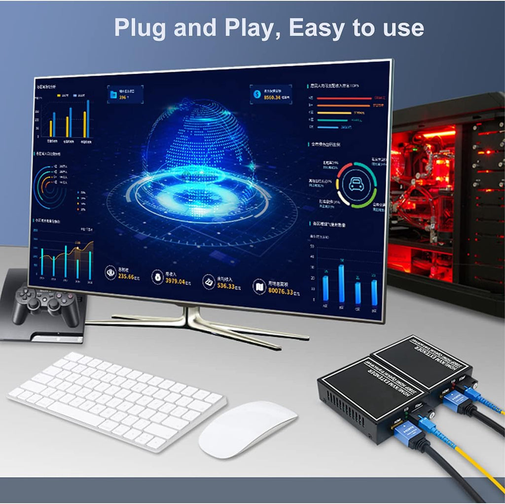 HDMI Extender Over Fiber Optic Cable up to 20Km, 1080P, 1 Transmitter and 1 Receiver X316
