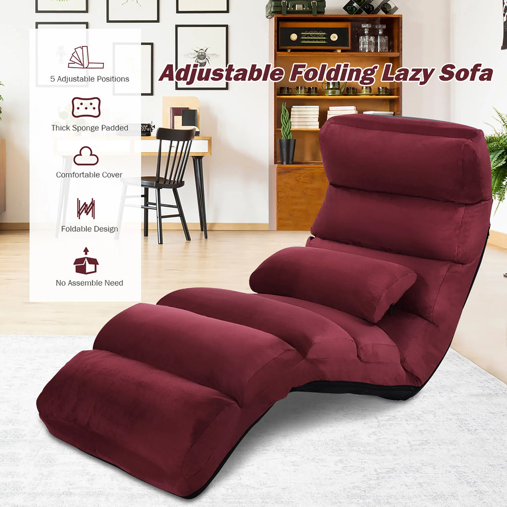 Folding Sofa Chair with Pillow Burgundy N936