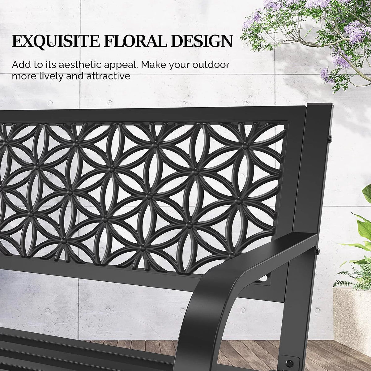 Yellow Metal Outdoor Bench X33165