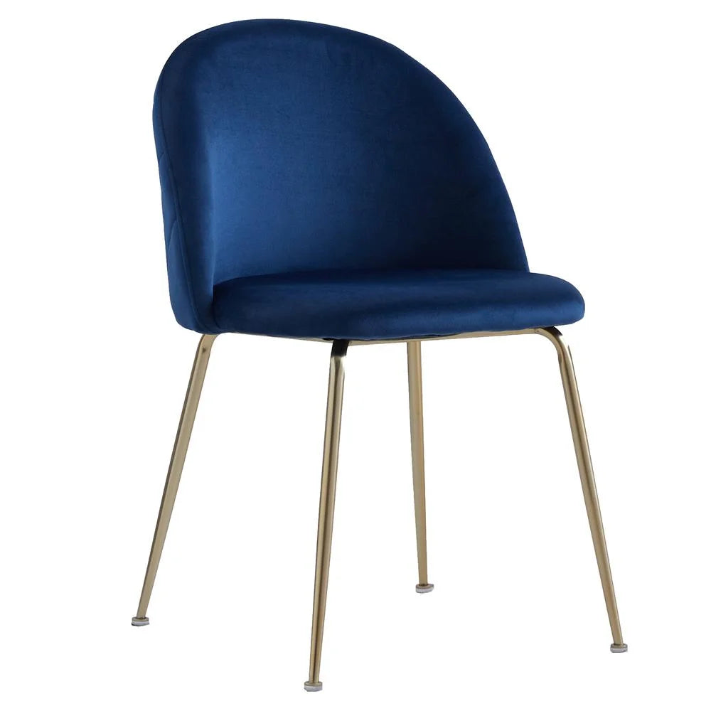 Blue Velvet Metal Dining Chairs Set of 2 C3005
