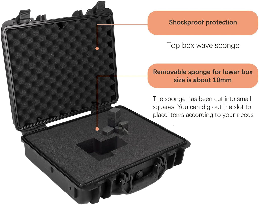 Black Waterproof Hard Camera Case with Foam Insert Y162576