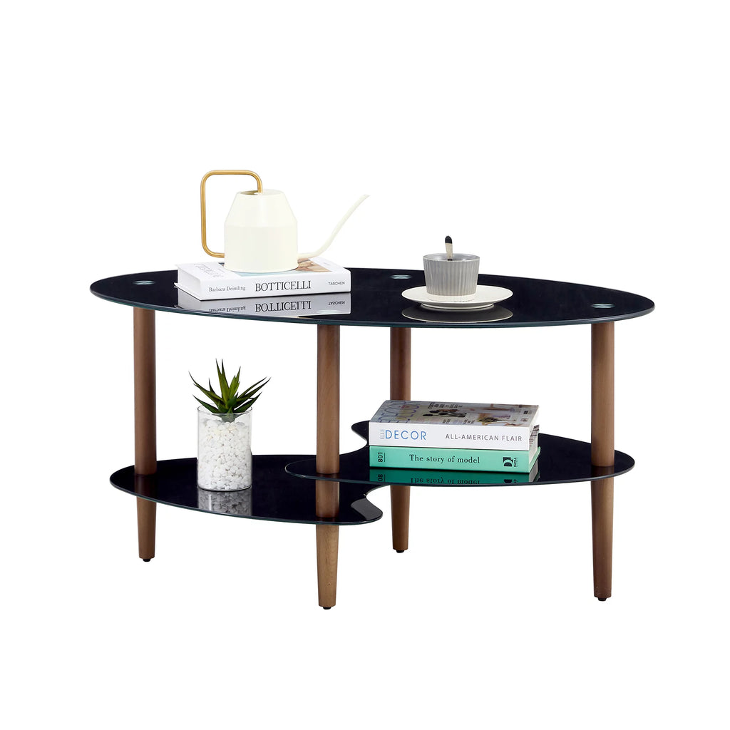 Oval 3-Tier Glass Coffee Table M3036