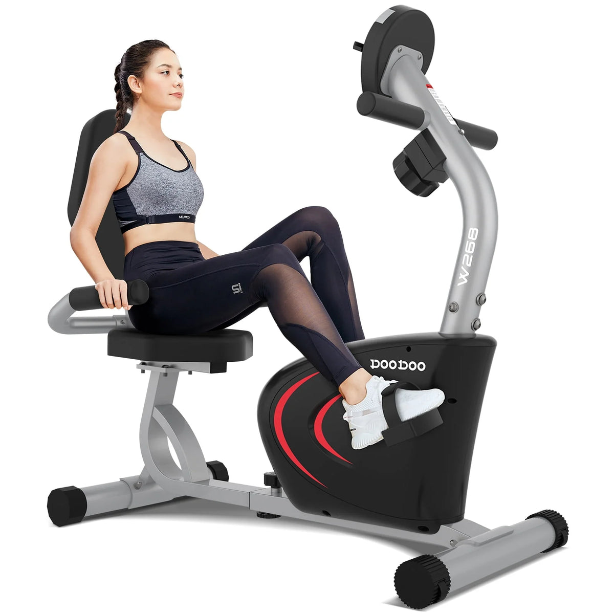 Recumbent Stationary Exercise Bike Adjustable Magnetic Resistance Z6699