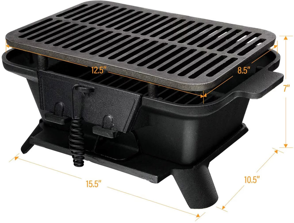 Charcoal Grill, Portable BBQ Grill with Double-sided Grilling Net I48540