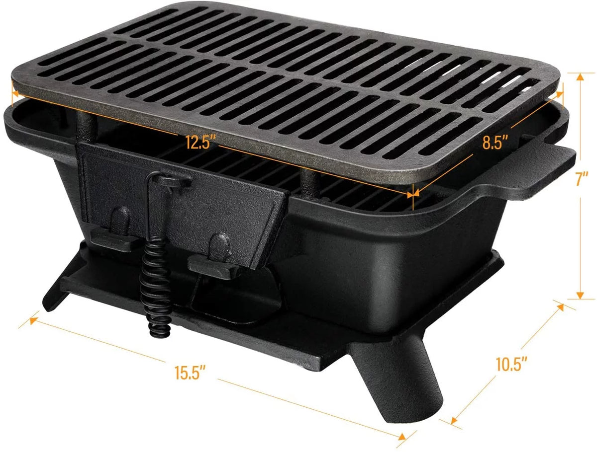 Charcoal Grill, Portable BBQ Grill with Double-sided Grilling Net I48540