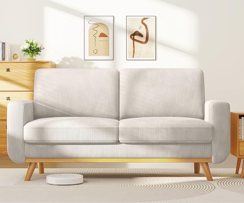 Light Grey Corduroy Loveseat Sofa Q31785