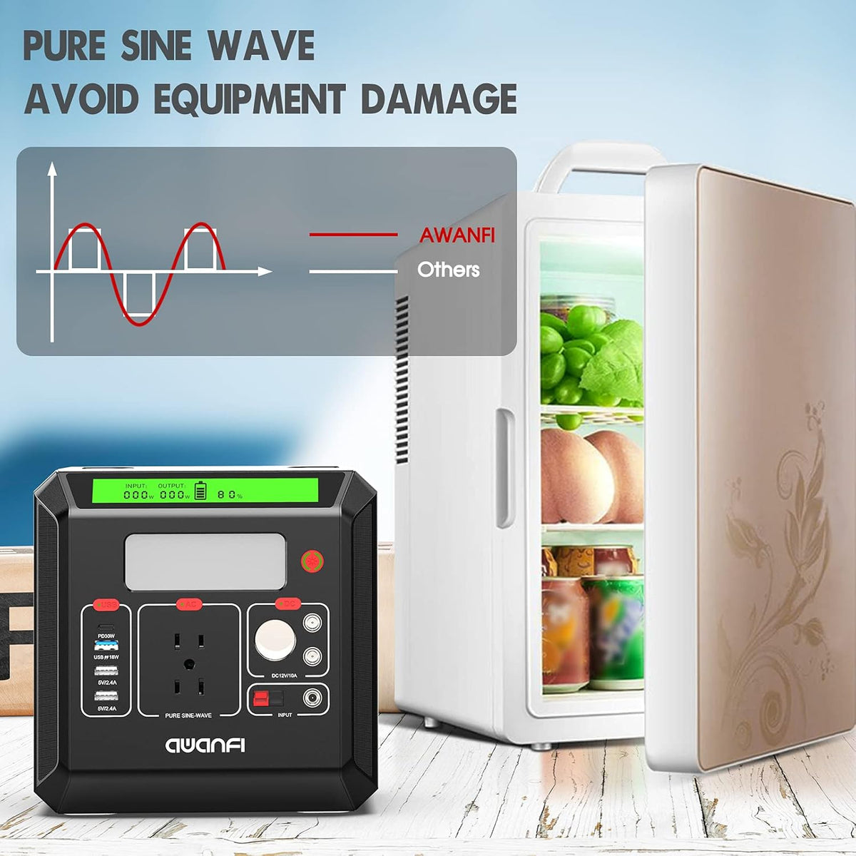 300W Portable Power Station 300Wh Solar Generator with AC Outlet I841748