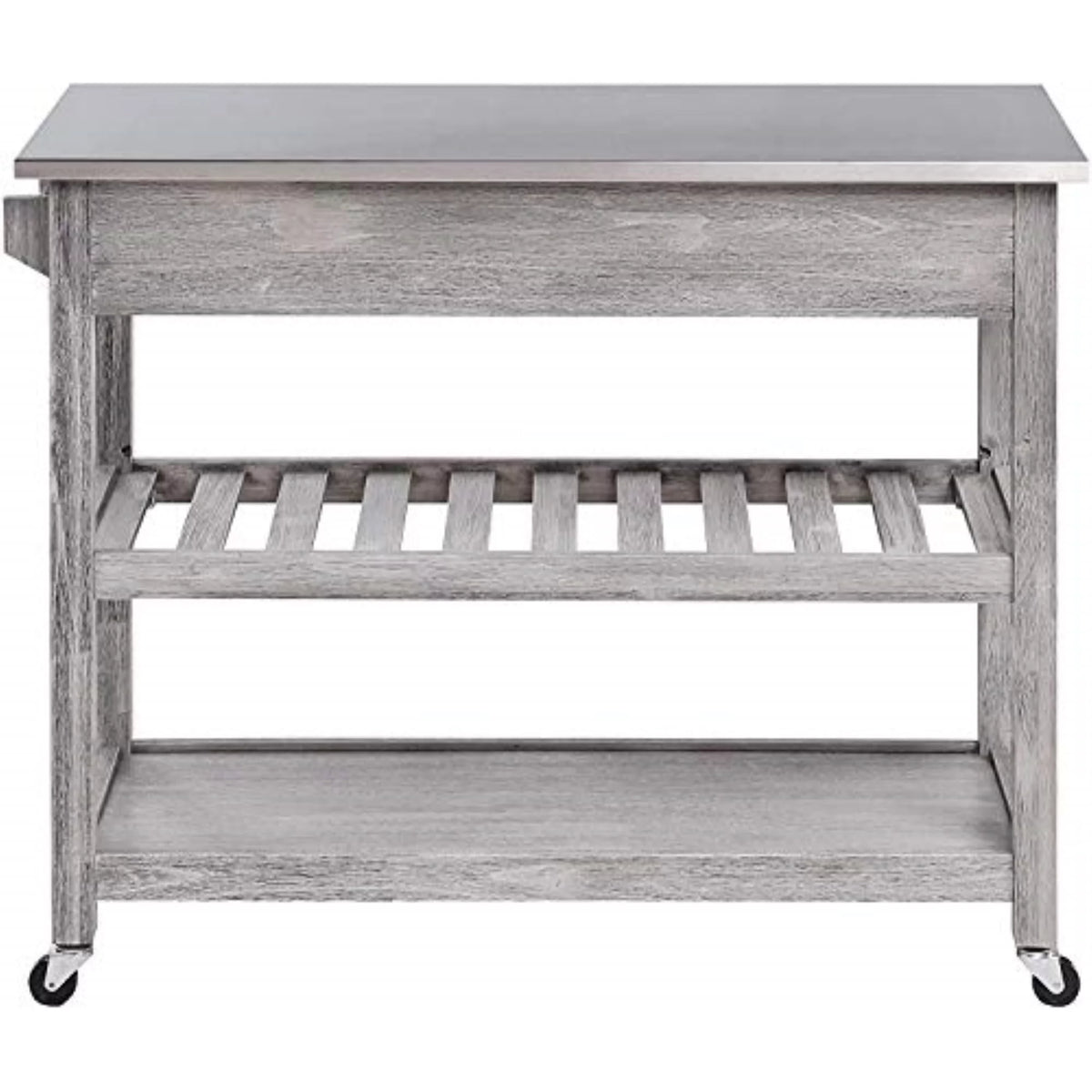 Wood Kitchen Cart with Stainless Steel Top R9353