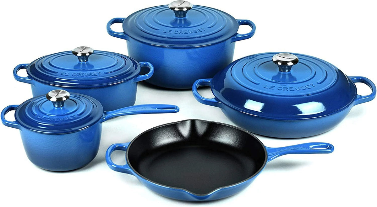 White 9 Piece Cast Iron Cookware Set M101