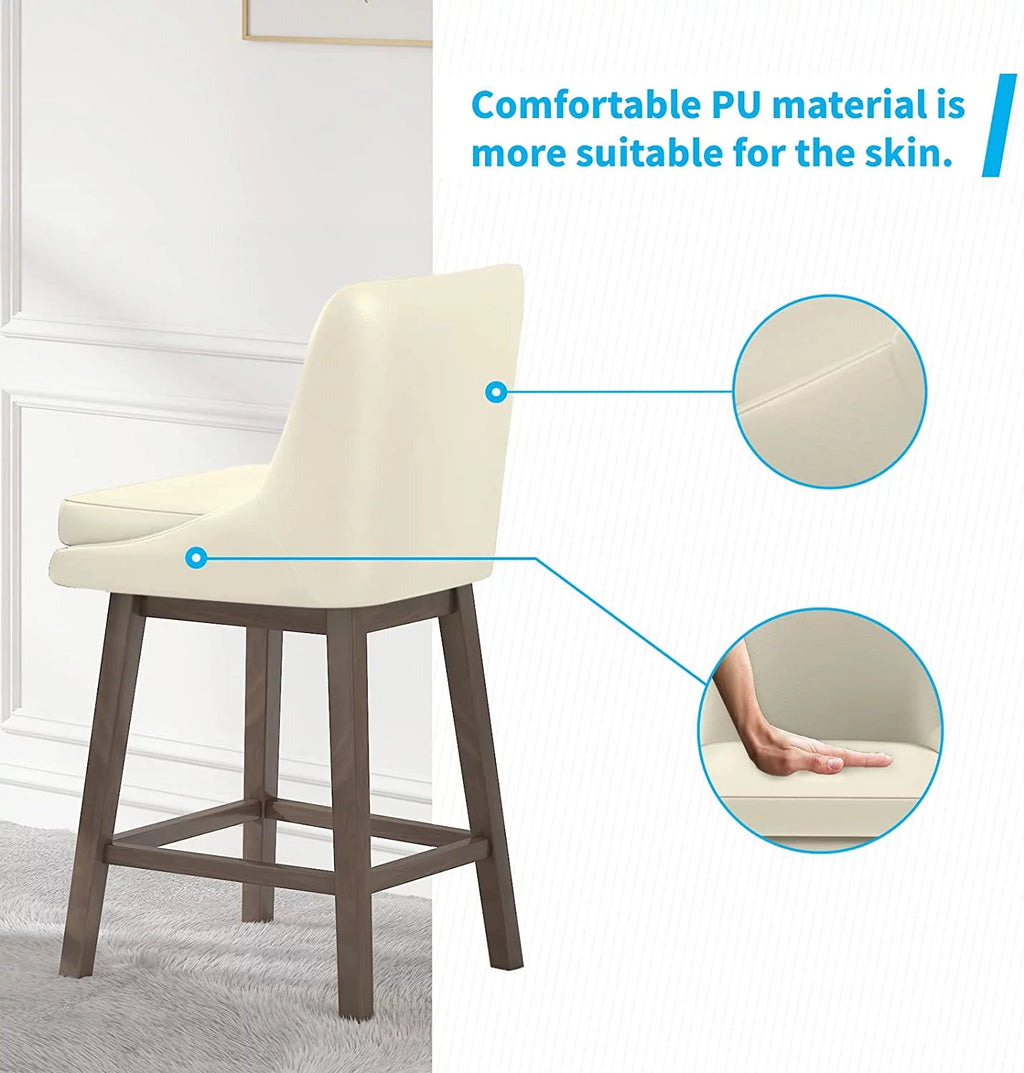 26" Swivel Solid Wood Faux Leather Bar Stools Set of 4 R114910