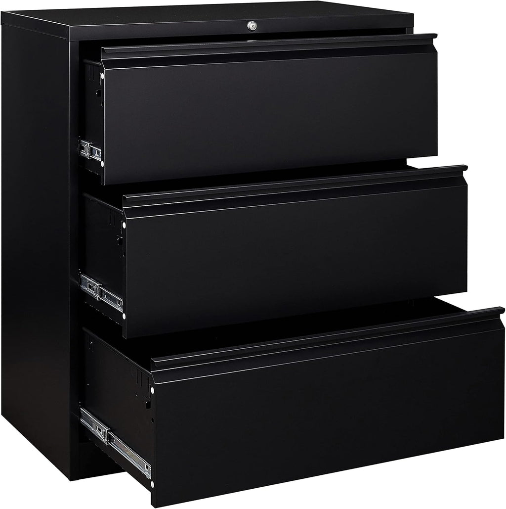 Black 2 Drawer Metal Lateral File Cabinet with Lock G109
