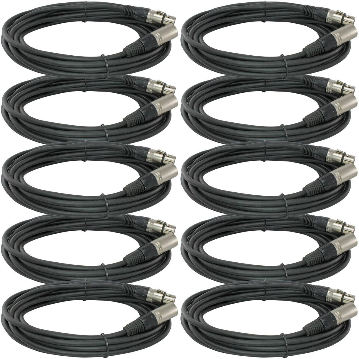 10 Pack 25 ft XLR Male Female Microphone Audio Cable N52932