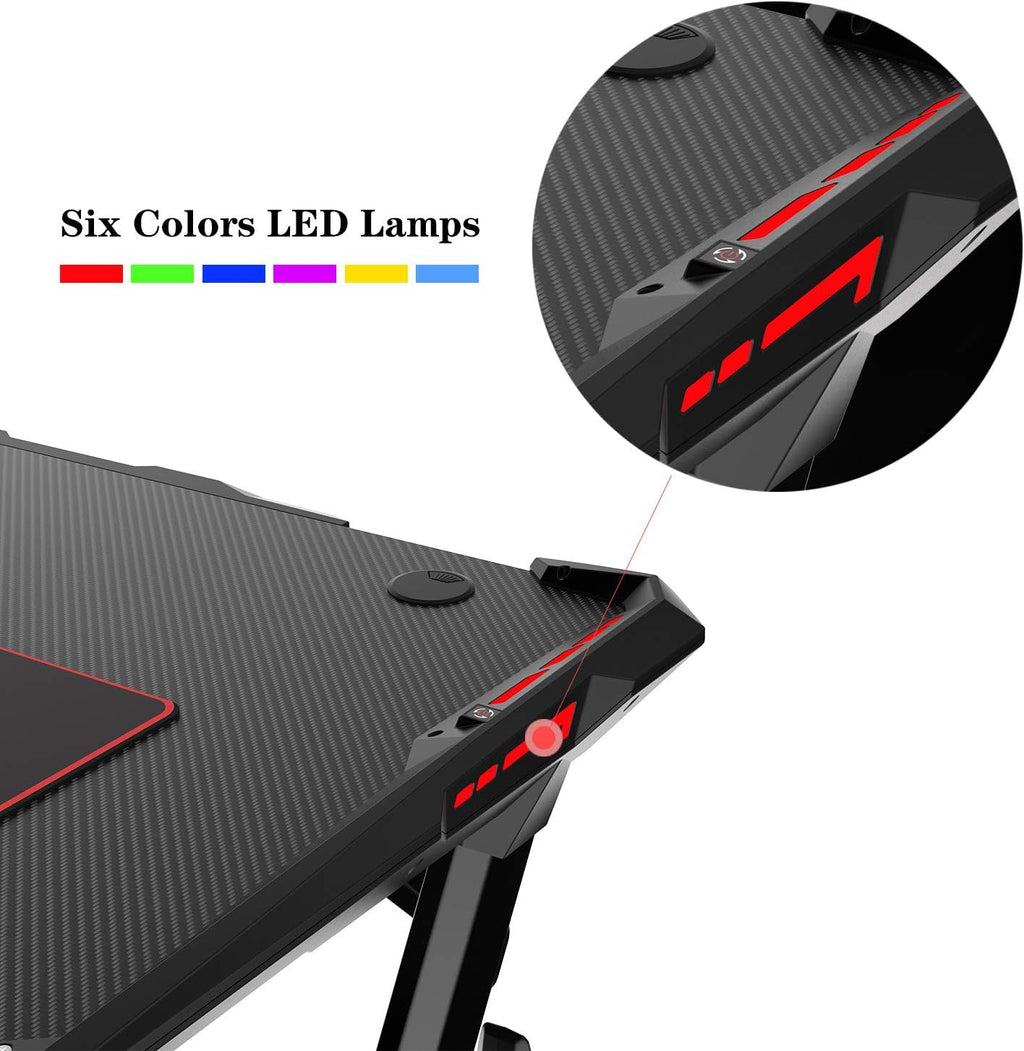 Gaming Style Desk with Cup Holder & Headphone Hook H677717