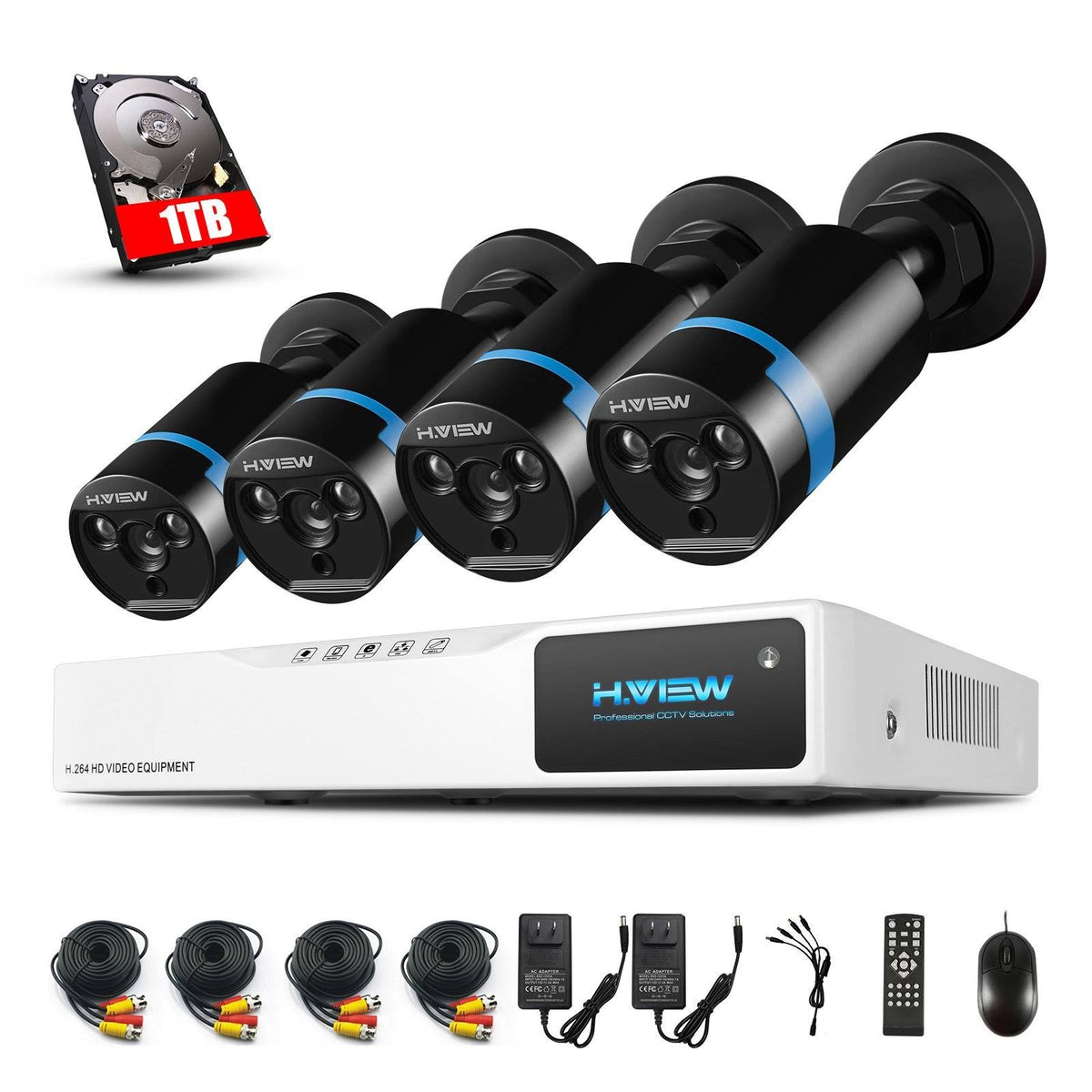 4CH 1080p HD Video Security Camera System with 1TB Hard Drive W838363