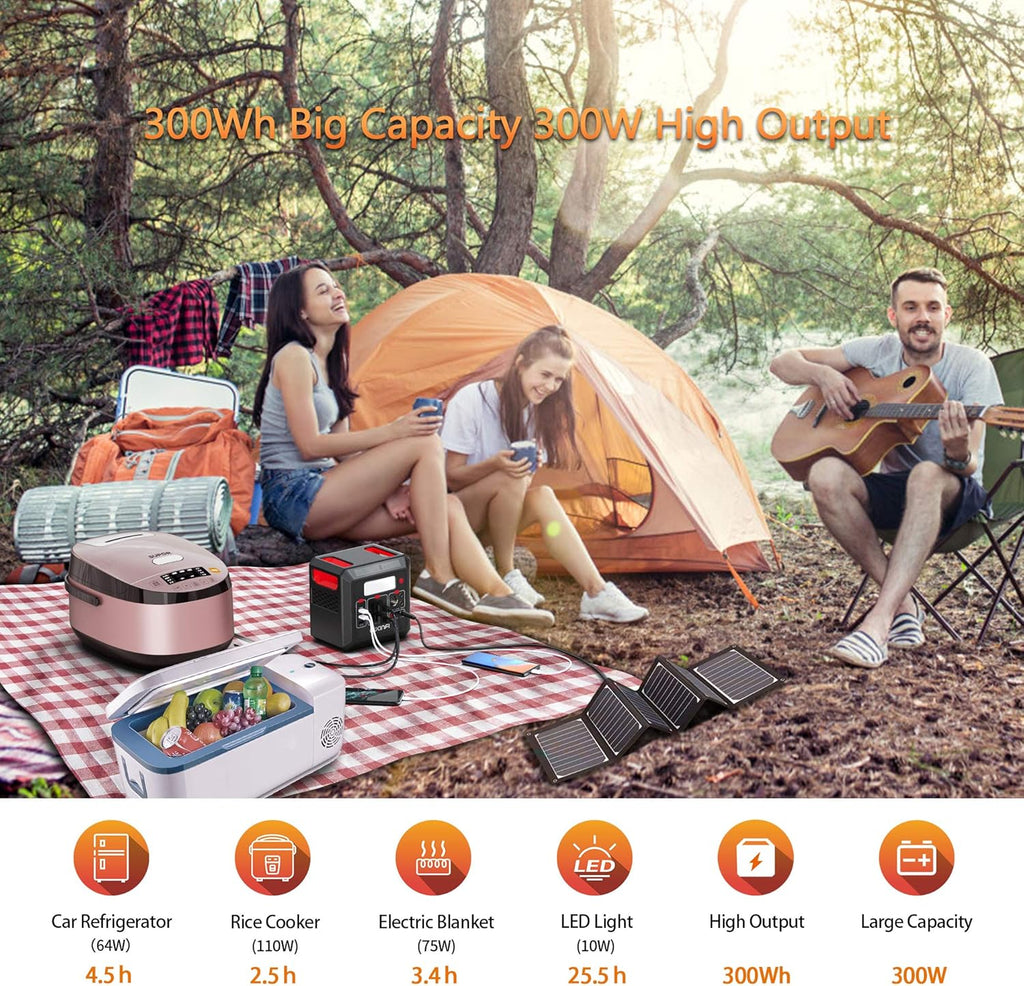 300W Portable Power Station 300Wh Solar Generator with AC Outlet I841748
