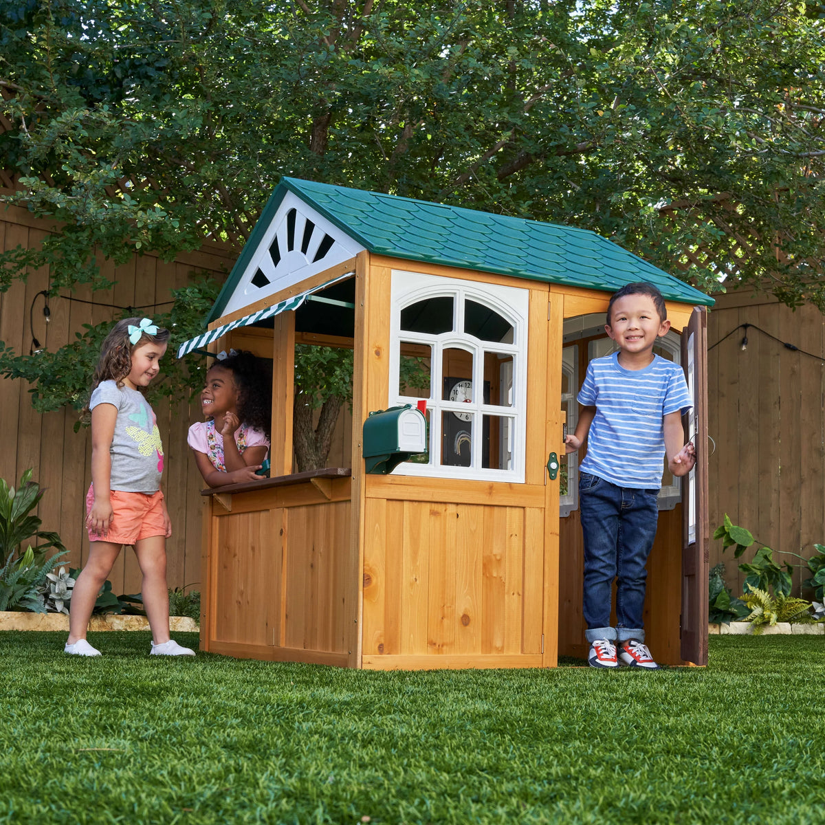 Wooden Outdoor Playhouse with Doorbell M48239