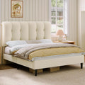 Queen Velvet Upholstered Platform Bed with Adjustable Headboard R3804