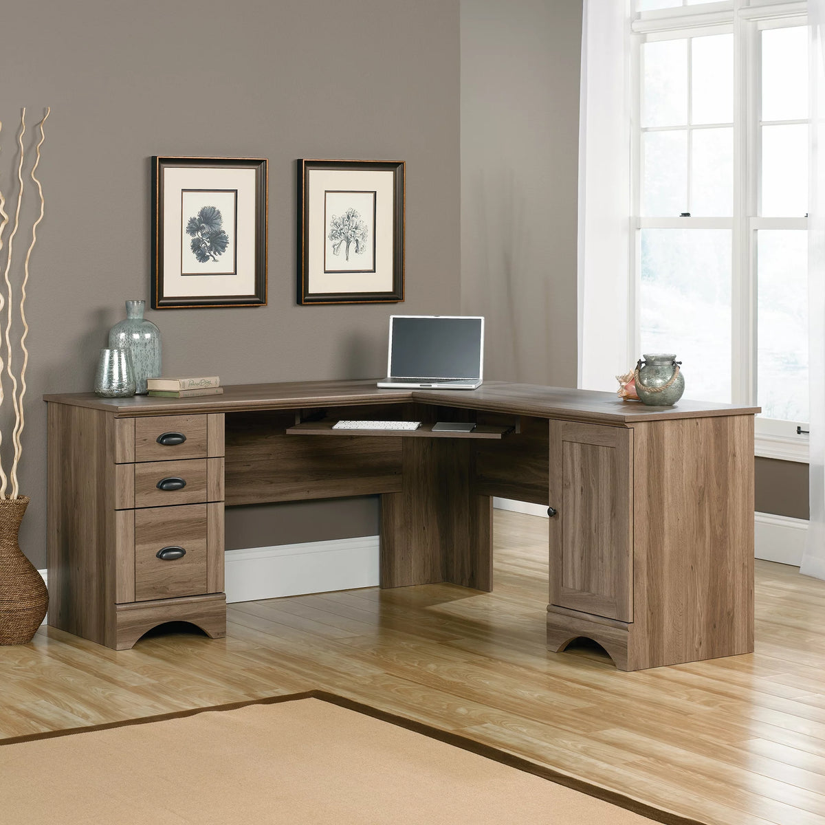 L Shaped Computer Desk with Storage P3074